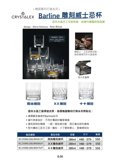 CRYSTALEX Barline 雕刻威士忌杯型錄