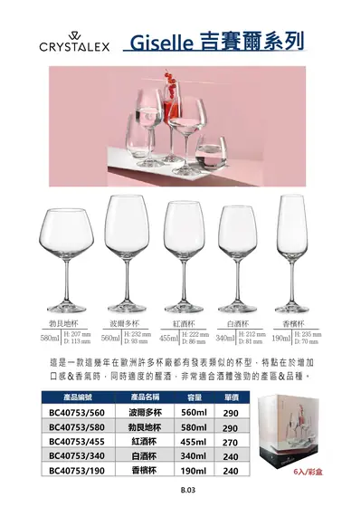 CRYSTALEX Giselle 吉賽爾系列葡萄酒杯型錄