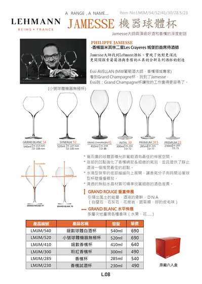 LEHMANN 雷曼杯 JAMESSE 機器球體香檳杯系列型錄