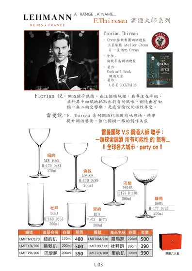 LEHMANN F.Thireau 調酒大師系列城市調酒杯型錄