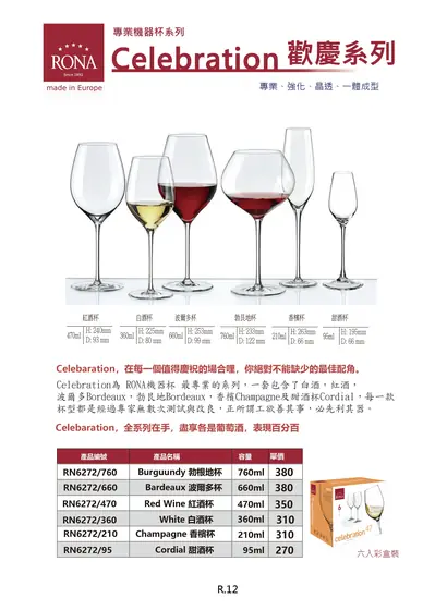 RONA Celebration 歡慶系列機器葡萄酒杯型錄