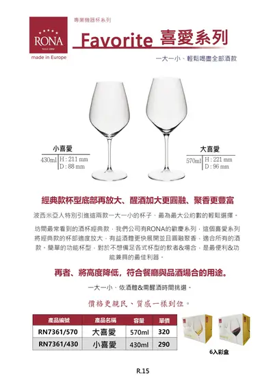 RONA Favorite 喜愛系列機器葡萄酒杯型錄