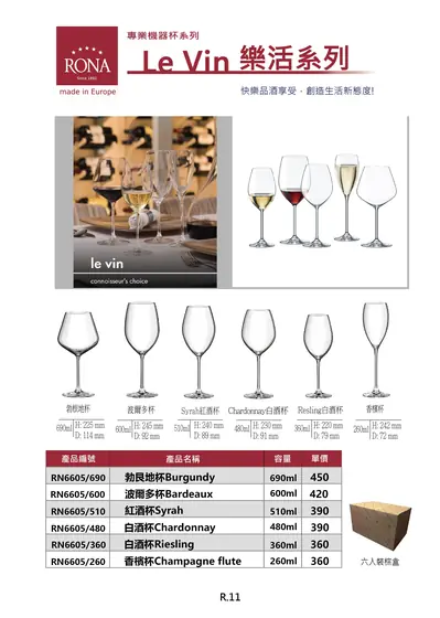 RONA Le Vin 樂活系列機器葡萄酒杯型錄