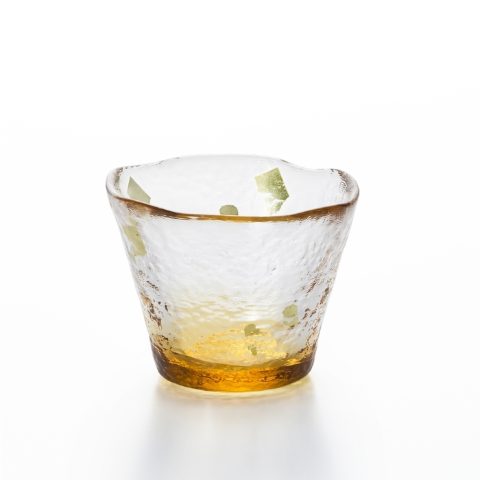 津輕玻璃 手作清酒杯 手作黃色琉璃清酒杯 50cc DF-79468